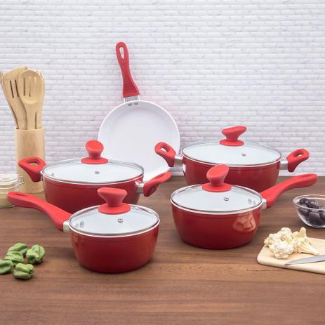 Cafeteira Ana Maria Braga Mais Você Jogo De Panelas Ana Maria Braga Com Revestimento Ceramico 5 Pecas Vermelho Jogo De Panelas Magazine Luiza