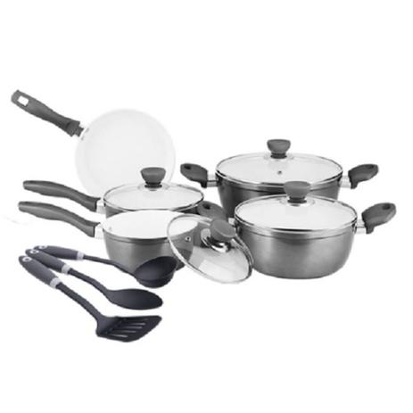 Jogo de panelas em aluminio 8 pecas ana maria braga com 2 cacarolas e revestimento ceramico lisboa c - Sottile Menor preço em Jogo de panelas em aluminio 8 pecas ana maria braga com 2 cacarolas e revestimento ceramico lisboa c - Sottile