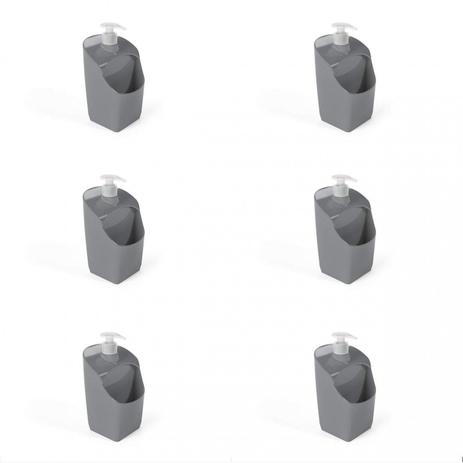 Jogo de Porta Detergente com Dispenser 6 Peças 500ml UZ Cinza Menor preço em Jogo de Porta Detergente com Dispenser 6 Peças 500ml UZ Cinza
