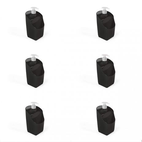 Jogo de Porta Detergente com Dispenser 6 Peças 500ml UZ Preto Menor preço em Jogo de Porta Detergente com Dispenser 6 Peças 500ml UZ Preto