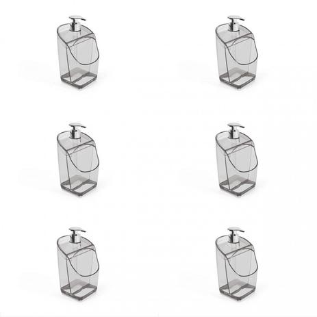 Jogo de Porta Detergente com Dispenser Translúcido 6 Peças 500ml UZ Fume Menor preço em Jogo de Porta Detergente com Dispenser Translúcido 6 Peças 500ml UZ Fume