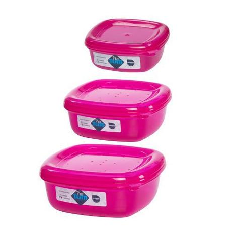 Jogo de Potes De Plástico Quadrados 3 Peças Super Resistentes Plastutti - Rosa Menor preço em Jogo de Potes De Plástico Quadrados 3 Peças Super Resistentes Plastutti - Rosa