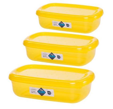 Jogo de Potes De Plástico Retangulares 3 Peças Super Resistentes Plastutti - Amarelo Menor preço em Jogo de Potes De Plástico Retangulares 3 Peças Super Resistentes Plastutti - Amarelo