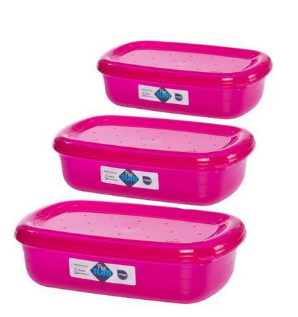 Jogo de Potes De Plástico Retangulares 3 Peças Super Resistentes Plastutti - Rosa Menor preço em Jogo de Potes De Plástico Retangulares 3 Peças Super Resistentes Plastutti - Rosa