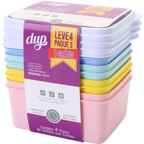 Jogo de Potes Hermético 500 ml - Kit Leve 4 e Pague 3 - Cores sortidas - Dup é boa?