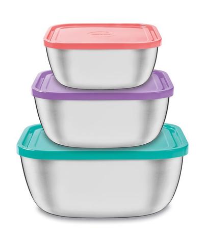 Jogo de Potes Inox 3 Peças Freezinox Colorido Tramontina 64220932 Menor preço em Jogo de Potes Inox 3 Peças Freezinox Colorido Tramontina 64220932