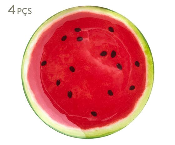 Jogo de Pratos Rasos Melancia - Bon Gourmet Menor preço em Jogo de Pratos Rasos Melancia - Bon Gourmet