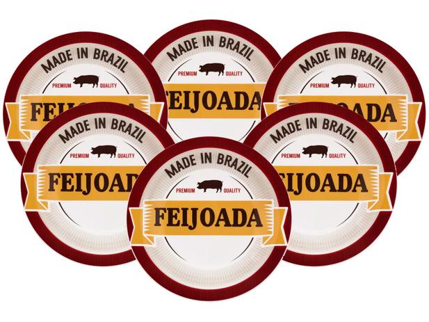 Jogo de Pratos Redondo Cerâmica Fundo 6 Peças - Oxford Daily Temáticos Feijoada Premium Menor preço em Jogo de Pratos Redondo Cerâmica Fundo 6 Peças - Oxford Daily Temáticos Feijoada Premium