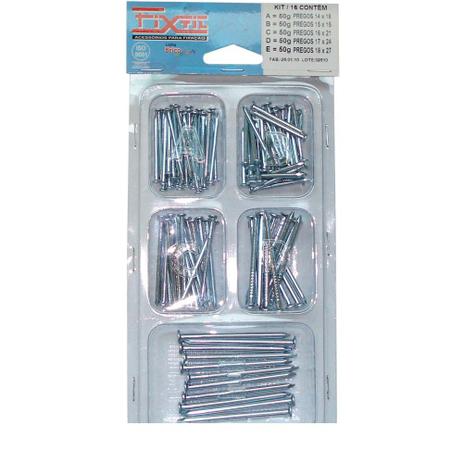 Jogo de pregos galvanizados com cabeça de aço Kit 16 cinza Fixtil Menor preço em Jogo de pregos galvanizados com cabeça de aço Kit 16 cinza Fixtil