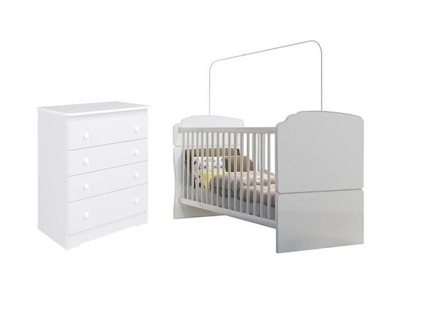 Jogo de Quarto com Berço Minicama Branco e Cômoda Infantil 4 Gavetas Branco - Completa - Completa móveis Menor preço em Jogo de Quarto com Berço Minicama Branco e Cômoda Infantil 4 Gavetas Branco - Completa - Completa móveis