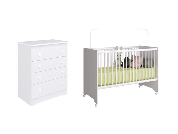 Jogo de Quarto com Berço Multifuncional 3 em 1 Com Rodízios e Cômoda Infantil 4 Gavetas Branco - Completa - Completa móveis é boa?