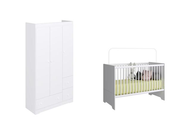 Jogo de Quarto com Berço Multifuncional 3 em 1 e Roupeiro Infantil 3 Portas e 3 Gavetas Branco - Completa - Completa móveis Menor preço em Jogo de Quarto com Berço Multifuncional 3 em 1 e Roupeiro Infantil 3 Portas e 3 Gavetas Branco - Completa - Completa móveis