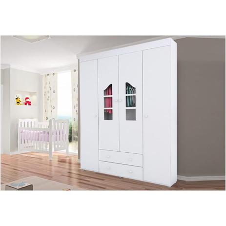Jogo de Quarto com Guarda Roupa 04 Portas Isabele e Berço Lila Branco - Phoenix - Fenix Menor preço em Jogo de Quarto com Guarda Roupa 04 Portas Isabele e Berço Lila Branco - Phoenix - Fenix