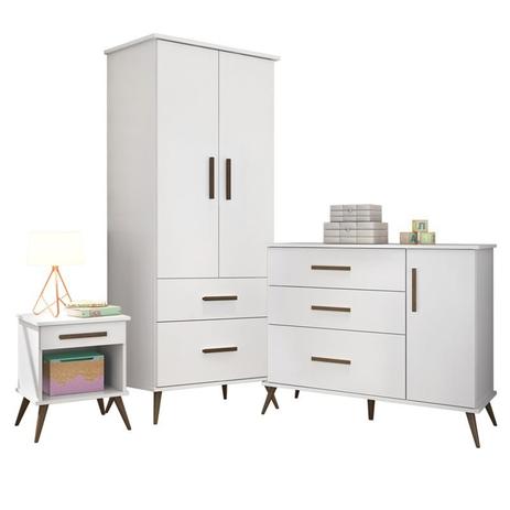 Jogo de Quarto Gabi com Cômoda com Porta e Roupeiro 2 Portas e Mesa - Branco - Phoenix Baby é boa?