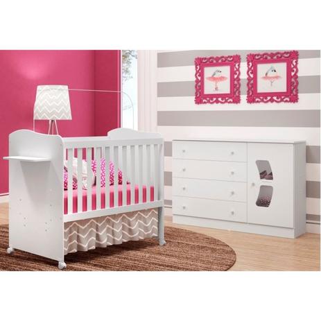 Jogo de Quarto Infantil Cômoda 01 Porta Belly com Berço Mini Cama Munique Branco Brilho - Canaã Menor preço em Jogo de Quarto Infantil Cômoda 01 Porta Belly com Berço Mini Cama Munique Branco Brilho - Canaã