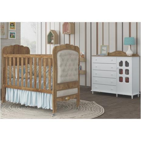 Jogo de Quarto Infantil Cômoda e Berço Provence Capitonê - Branco Acetinado/Teka - Matic Menor preço em Jogo de Quarto Infantil Cômoda e Berço Provence Capitonê - Branco Acetinado/Teka - Matic