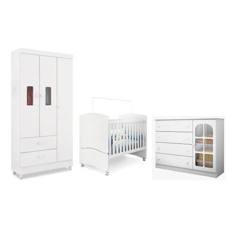 Jogo de Quarto Infantil Pérola com Guarda Roupa Vitória Branco - Peternella Menor preço em Jogo de Quarto Infantil Pérola com Guarda Roupa Vitória Branco - Peternella