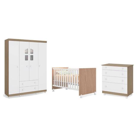 Jogo De Quarto Infantil Roupeiro Berço e Cômoda Amore - Qmovi Menor preço em Jogo De Quarto Infantil Roupeiro Berço e Cômoda Amore - Qmovi