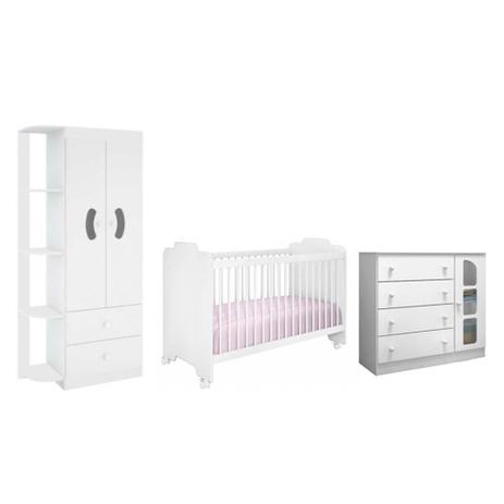 Jogo de Quarto Infantil Ternura com Cômoda Ametista Branco - Peternella Menor preço em Jogo de Quarto Infantil Ternura com Cômoda Ametista Branco - Peternella
