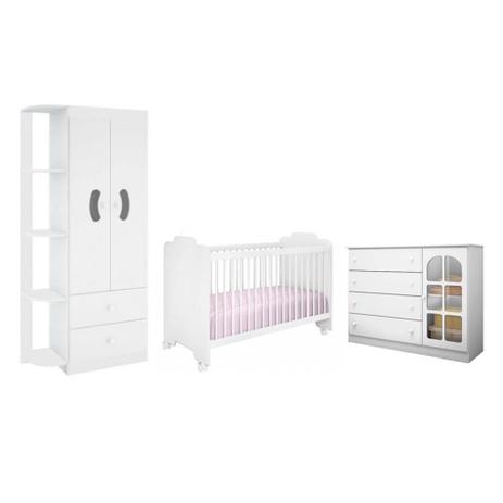 Jogo de Quarto Infantil Ternura com Cômoda Pérola Branco - Peternella Menor preço em Jogo de Quarto Infantil Ternura com Cômoda Pérola Branco - Peternella