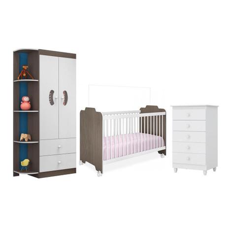 Jogo de Quarto Infantil Ternura com Cômoda Vitória Branco Malbec - Peternella Menor preço em Jogo de Quarto Infantil Ternura com Cômoda Vitória Branco Malbec - Peternella