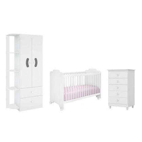Jogo de Quarto Infantil Ternura com Cômoda Vitória Branco - Peternella Menor preço em Jogo de Quarto Infantil Ternura com Cômoda Vitória Branco - Peternella