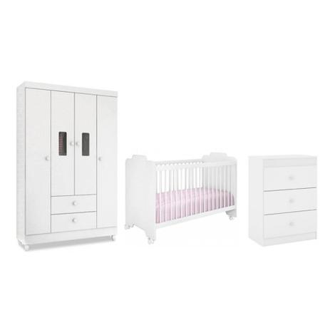 Jogo de Quarto Infantil Ternura com Guarda Roupa Encanto Branco - Peternella Menor preço em Jogo de Quarto Infantil Ternura com Guarda Roupa Encanto Branco - Peternella