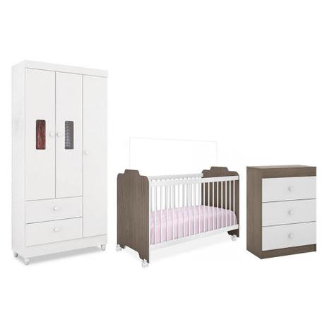 Jogo de Quarto Infantil Ternura com Guarda Roupa Vitória Branco Malbec - Peternella Menor preço em Jogo de Quarto Infantil Ternura com Guarda Roupa Vitória Branco Malbec - Peternella