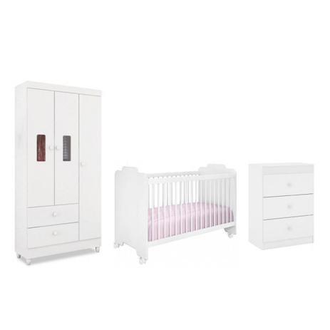 Jogo de Quarto Infantil Ternura com Guarda Roupa Vitória Branco - Peternella Menor preço em Jogo de Quarto Infantil Ternura com Guarda Roupa Vitória Branco - Peternella