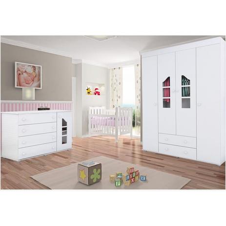 Jogo de Quarto Isabele com Berço Lila Branco - Phoenix Menor preço em Jogo de Quarto Isabele com Berço Lila Branco - Phoenix