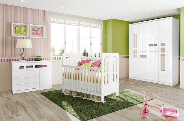 Jogo de Quarto para Bebê Guarda Roupa 4 Portas, Cômoda e Berço Mini Cama Maçã do Amor - Henn Menor preço em Jogo de Quarto para Bebê Guarda Roupa 4 Portas, Cômoda e Berço Mini Cama Maçã do Amor - Henn
