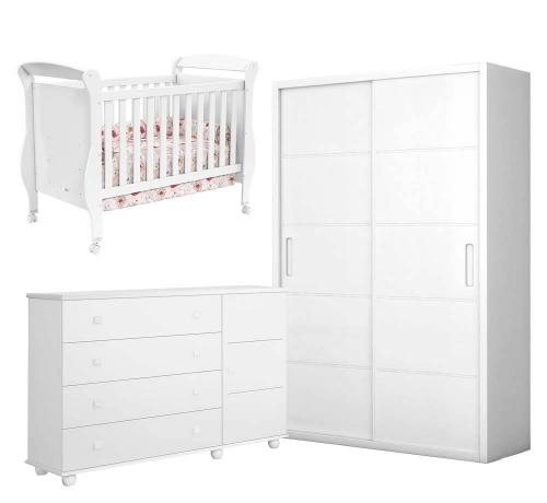 Jogo de quarto Roupeiro 2 portas Dominique cômoda Premium Planet e berço Smart Matic branco fosco - Planet baby Menor preço em Jogo de quarto Roupeiro 2 portas Dominique cômoda Premium Planet e berço Smart Matic branco fosco - Planet baby