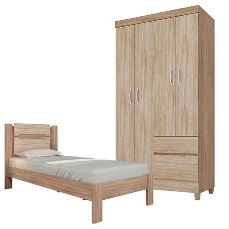 Jogo De Quarto Solteiro Guarda Roupa e Cama Riviera Nogal Vanilla Touch Demóbile - Demobile Menor preço em Jogo De Quarto Solteiro Guarda Roupa e Cama Riviera Nogal Vanilla Touch Demóbile - Demobile