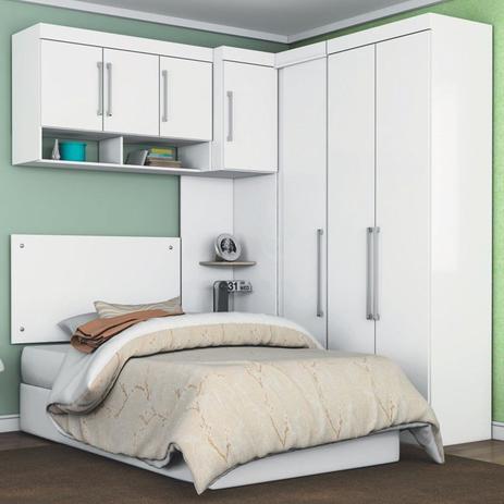 Jogo de Quarto Solteiro Modulado Modena CP13 Branco - Demóbile Menor preço em Jogo de Quarto Solteiro Modulado Modena CP13 Branco - Demóbile