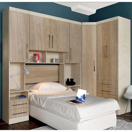 Jogo de Quarto Solteiro Modulado Smart 101 Crema/Amêndoa - Eucamóveis Menor preço em Jogo de Quarto Solteiro Modulado Smart 101 Crema/Amêndoa - Eucamóveis