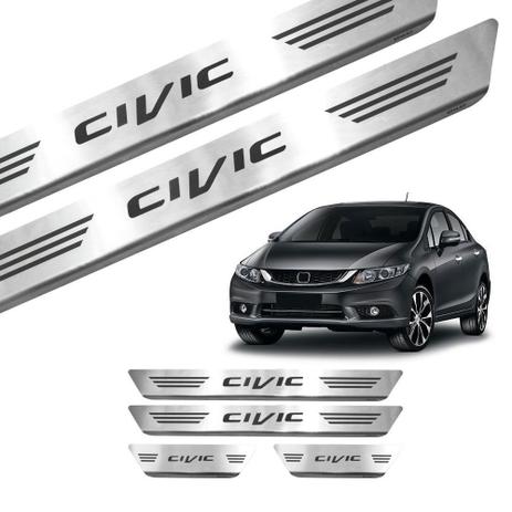 Jogo de Soleira Aço Inox Escovado New Civic 2012 a 2015 - Mult Menor preço em Jogo de Soleira Aço Inox Escovado New Civic 2012 a 2015 - Mult
