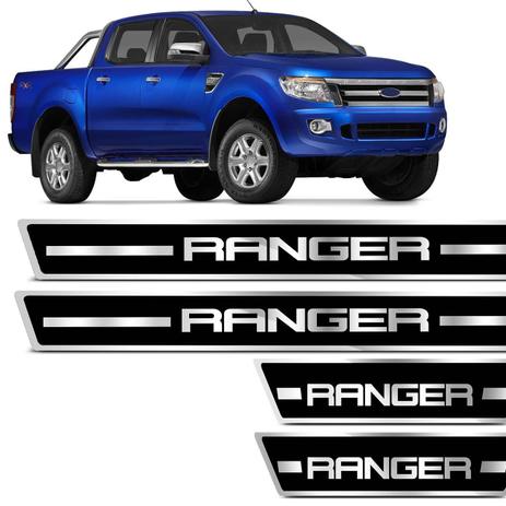 Jogo de Soleira Resinada Ford Ranger CD 2013 a 2018 Preto com Grafia Cromada Excelente Fixação - Resitank Menor preço em Jogo de Soleira Resinada Ford Ranger CD 2013 a 2018 Preto com Grafia Cromada Excelente Fixação - Resitank