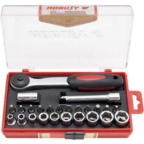 Jogo de soquete sextavado 4 a 13 mm encaixe ¼” com 25 peças - REF. 200-25 - Robust Menor preço em Jogo de soquete sextavado 4 a 13 mm encaixe ¼” com 25 peças - REF. 200-25 - Robust