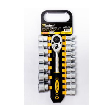 Jogo de Soquete sextavado 8 à 32 mm encaixe 1/2” com 19 peças - Titanium Menor preço em Jogo de Soquete sextavado 8 à 32 mm encaixe 1/2” com 19 peças - Titanium