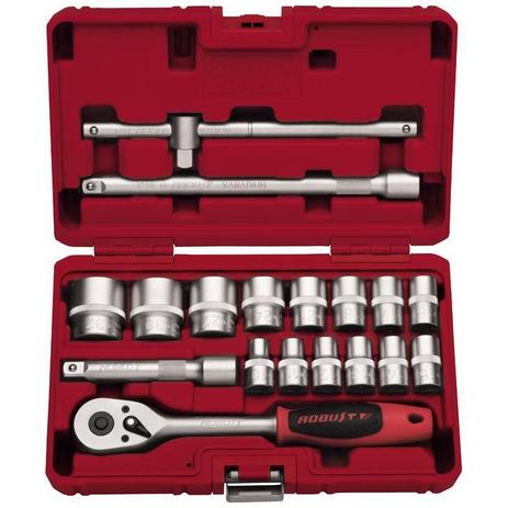 Jogo de soquetes sextavados 1/2” 18 peças 10 a 32 - robust Menor preço em Jogo de soquetes sextavados 1/2” 18 peças 10 a 32 - robust