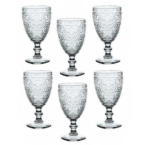 Jogo de taça de vidro alto relevo com 6 peças - 300ml - Eu Quero Presentear  - Copos, Taças e Canecas - Magazine Luiza