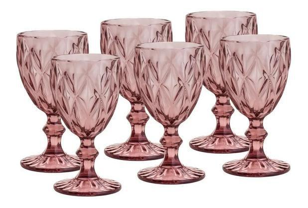Jogo De Taças De Vidro Diamond 300ml Rosa - Ecos Menor preço em Jogo De Taças De Vidro Diamond 300ml Rosa - Ecos