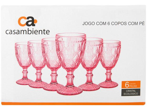 Jogo de Taças para Vinho de Vidro 340ml - 6 Peças Casambiente Royal