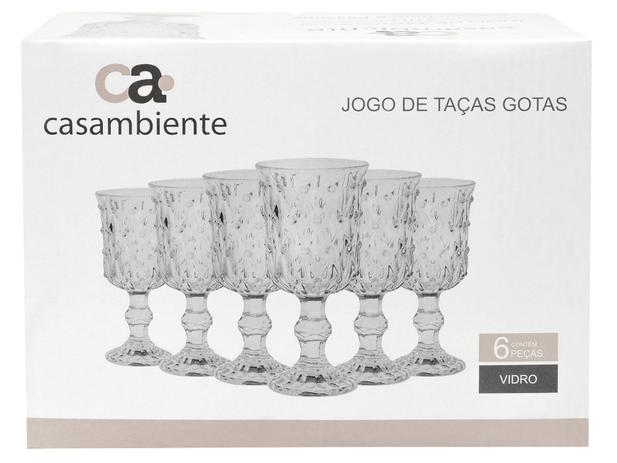 Jogo de Taças Vidro 210ml 6 Peças Casambiente - Gota