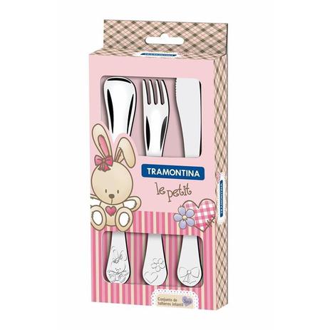 Jogo de Talheres Aço Inox Rosa Tramontina Le Petit 66973100 Menor preço em Jogo de Talheres Aço Inox Rosa Tramontina Le Petit 66973100