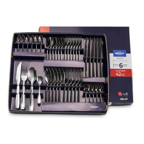 Jogo De Talheres Brinox Faqueiro Milano 42 Peças Inox Menor preço em Jogo De Talheres Brinox Faqueiro Milano 42 Peças Inox