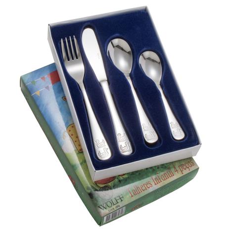 Jogo De Talheres Infantil Wolff 4 Peças Aço Inox Menor preço em Jogo De Talheres Infantil Wolff 4 Peças Aço Inox