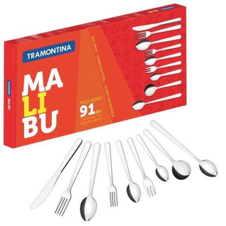 Jogo De Talheres Tramontina Malibu 91 Peças Menor preço em Jogo De Talheres Tramontina Malibu 91 Peças