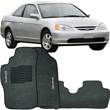 Jogo de Tapete Automotivo Carpete Honda Civic 2001 à 2006 Soft Logo Bordado Grafite 3 Peças - S/m é boa?