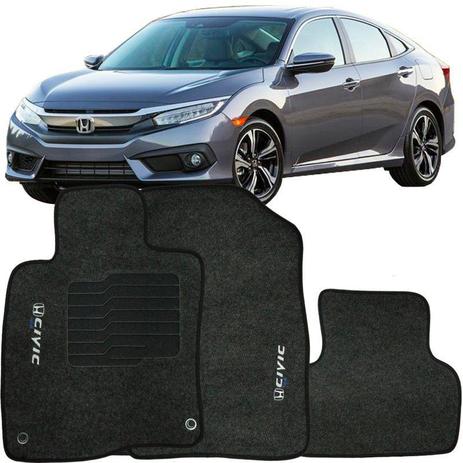 Jogo de Tapete Automotivo Carpete New Civic 2017 à 2018 Soft Logo Bordado Grafite 3 Peças - S/m Menor preço em Jogo de Tapete Automotivo Carpete New Civic 2017 à 2018 Soft Logo Bordado Grafite 3 Peças - S/m